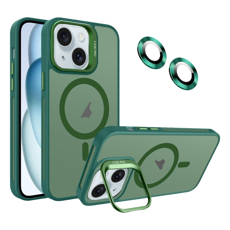 For iPhone 15 Invisible Lens Holder MagSafe Phone Case(Army Green) - iPhone 15 Cases by PMC Jewellery | Online Shopping South Africa | PMC Jewellery