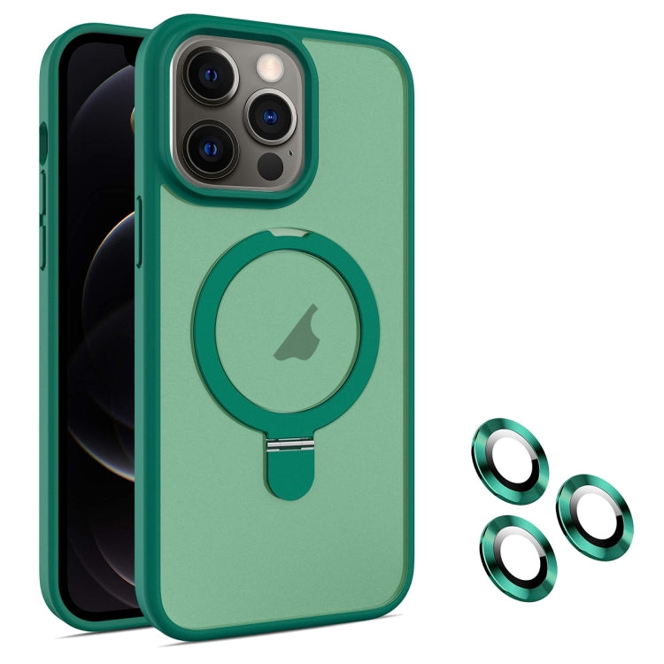 For iPhone 12 Pro MagSafe Magnetic Holder Phone Case(Dark Green) - iPhone 12 / 12 Pro Cases by PMC Jewellery | Online Shopping South Africa | PMC Jewellery