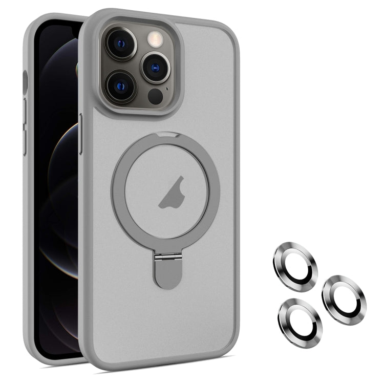 For iPhone 12 Pro MagSafe Magnetic Holder Phone Case(Grey) - iPhone 12 / 12 Pro Cases by PMC Jewellery | Online Shopping South Africa | PMC Jewellery