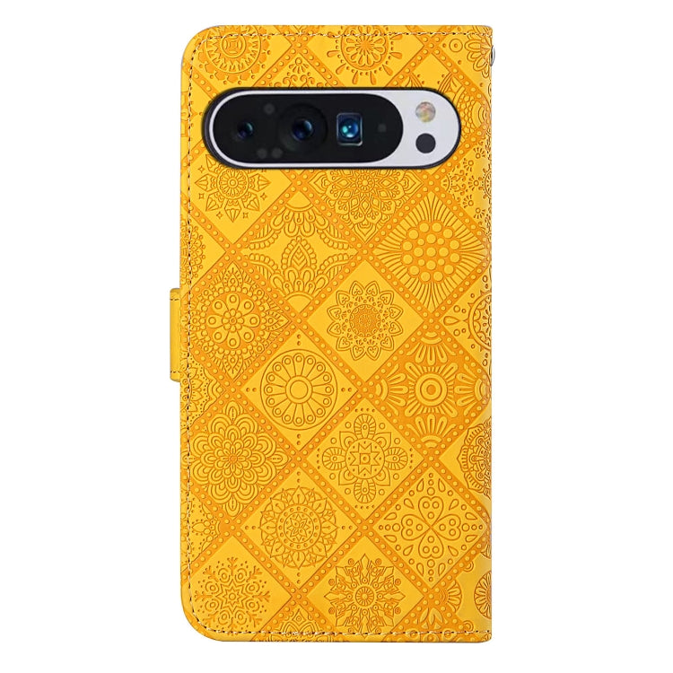 For Google Pixel 9 Pro XL Ethnic Style Embossed Pattern Leather Phone Case(Yellow) - Google Cases by PMC TechLife | Online Shopping South Africa | PMC TechLife | Buy Now Pay Later Mobicred