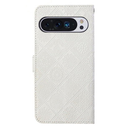 For Google Pixel 9 Pro XL Ethnic Style Embossed Pattern Leather Phone Case(White) - Google Cases by PMC Jewellery | Online Shopping South Africa | PMC Jewellery | Buy Now Pay Later Mobicred