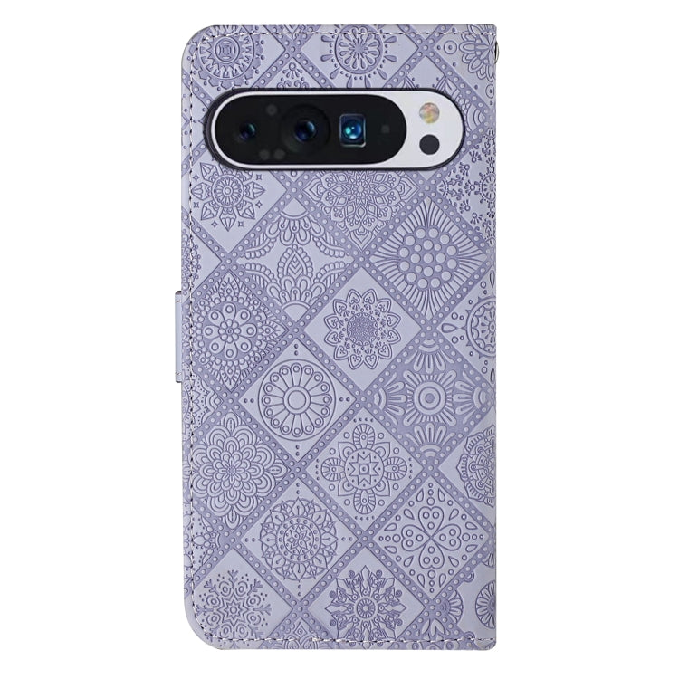 For Google Pixel 9 Pro XL Ethnic Style Embossed Pattern Leather Phone Case(Purple) - Google Cases by PMC Jewellery | Online Shopping South Africa | PMC Jewellery | Buy Now Pay Later Mobicred