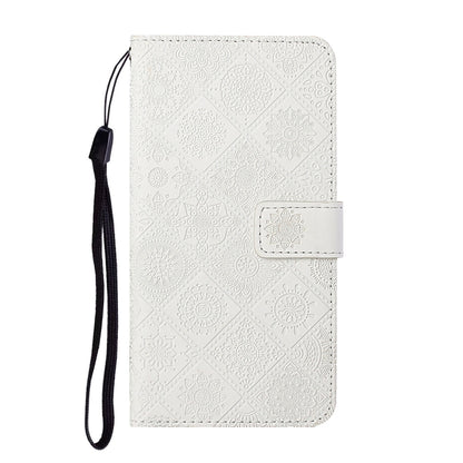 For Google Pixel 9 / 9 Pro Ethnic Style Embossed Pattern Leather Phone Case(White) - Google Cases by PMC Jewellery | Online Shopping South Africa | PMC Jewellery | Buy Now Pay Later Mobicred