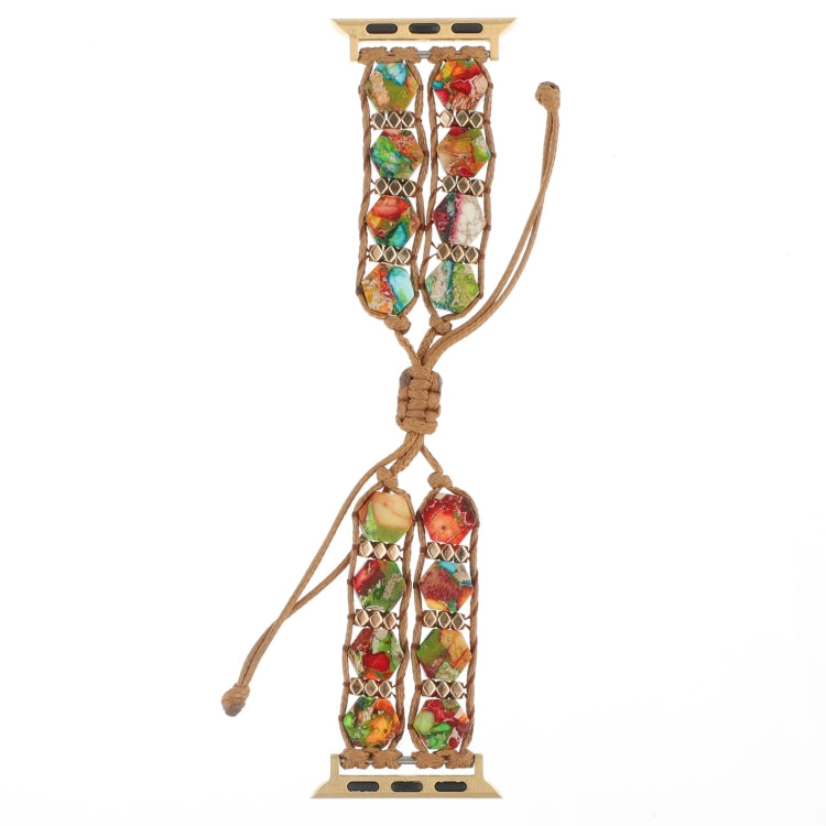 For Apple Watch Series 3 42mm Hexagonal Stones Drawstring Chain Watch Band(Colorful) - Watch Bands by PMC TechLife | Online Shopping South Africa | PMC TechLife