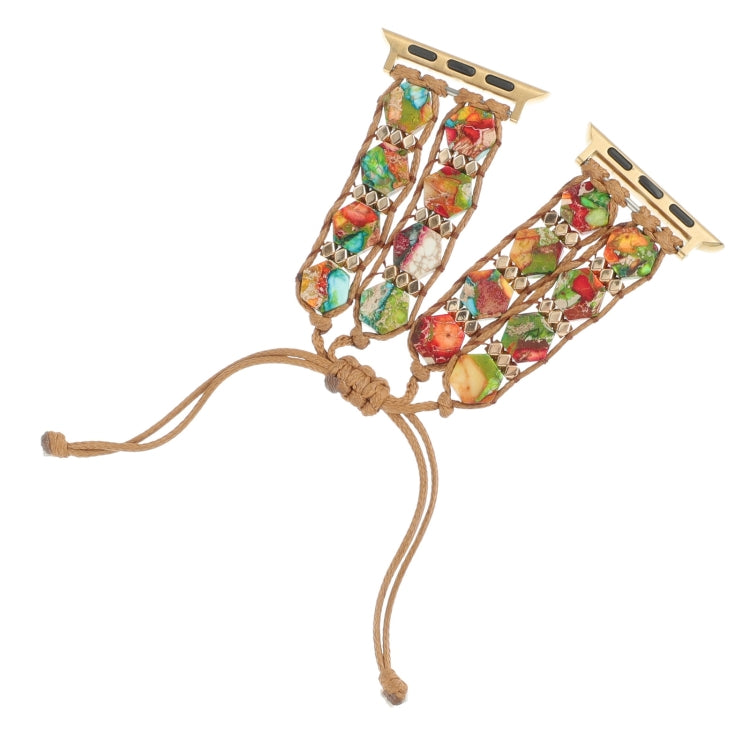For Apple Watch Series 2 42mm Hexagonal Stones Drawstring Chain Watch Band(Colorful) - Watch Bands by PMC TechLife | Online Shopping South Africa | PMC TechLife