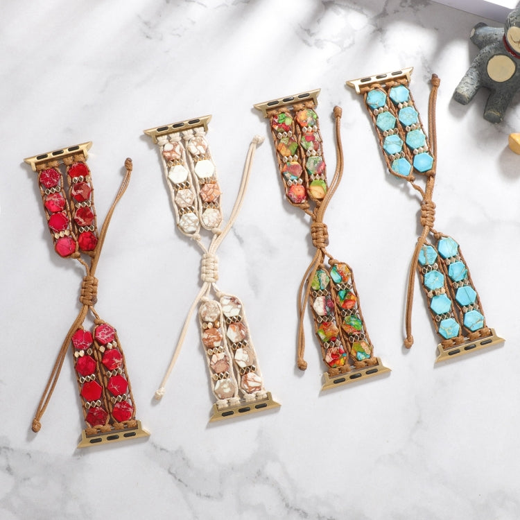 For Apple Watch Series 9 41mm Hexagonal Stones Drawstring Chain Watch Band(Colorful) - Watch Bands by PMC TechLife | Online Shopping South Africa | PMC TechLife