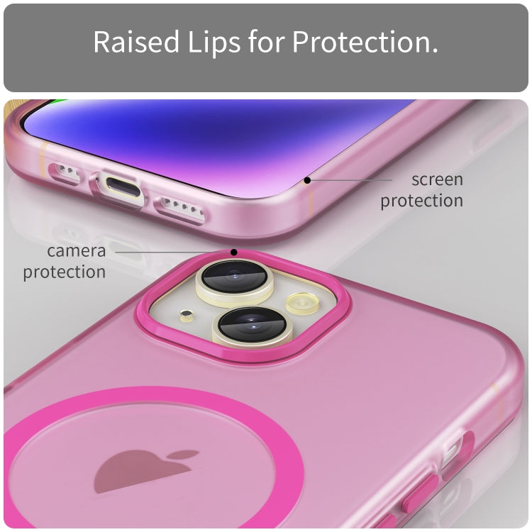 For iPhone 14 MagSafe Frosted Translucent TPU + PC Full Coverage Phone Case(Pink) - iPhone 14 Cases by PMC TechLife | Online Shopping South Africa | PMC TechLife