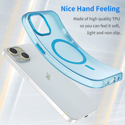 For iPhone 15 MagSafe Frosted Translucent TPU + PC Full Coverage Phone Case(Blue) - iPhone 15 Cases by PMC Jewellery | Online Shopping South Africa | PMC Jewellery