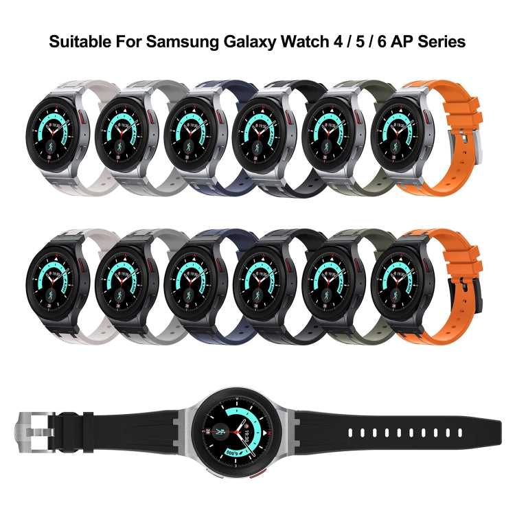 For Samsung Galaxy watch 4 / 5 / 6 AP Series Liquid Silicone Watch Band(Silver Blue) - Watch Bands by PMC Jewellery | Online Shopping South Africa | PMC Jewellery