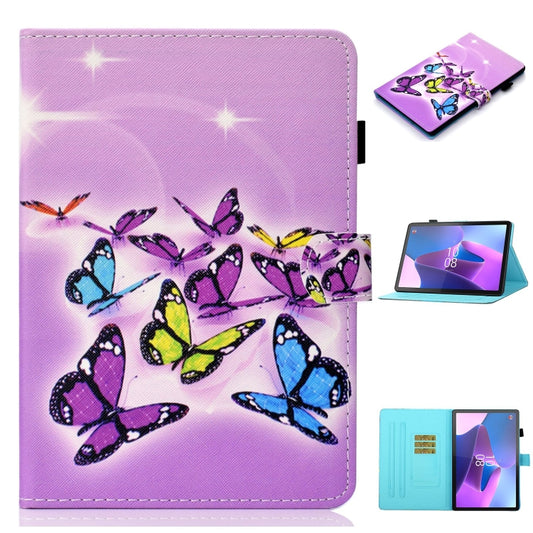 For Lenovo Tab P12 2023 / TB370FU Coloured Drawing Stitching Smart Leather Tablet Case(Butterfly) - Lenovo by PMC Jewellery | Online Shopping South Africa | PMC Jewellery | Buy Now Pay Later Mobicred