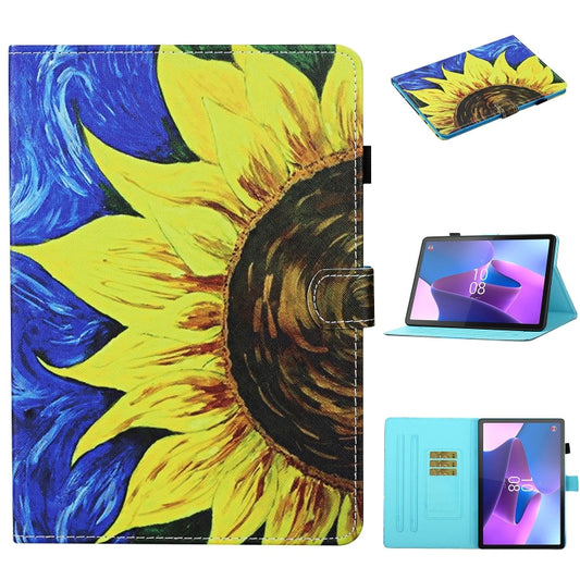 For Lenovo Tab P12 2023 / TB370FU Coloured Drawing Stitching Smart Leather Tablet Case(Sunflower) - Lenovo by PMC Jewellery | Online Shopping South Africa | PMC Jewellery | Buy Now Pay Later Mobicred