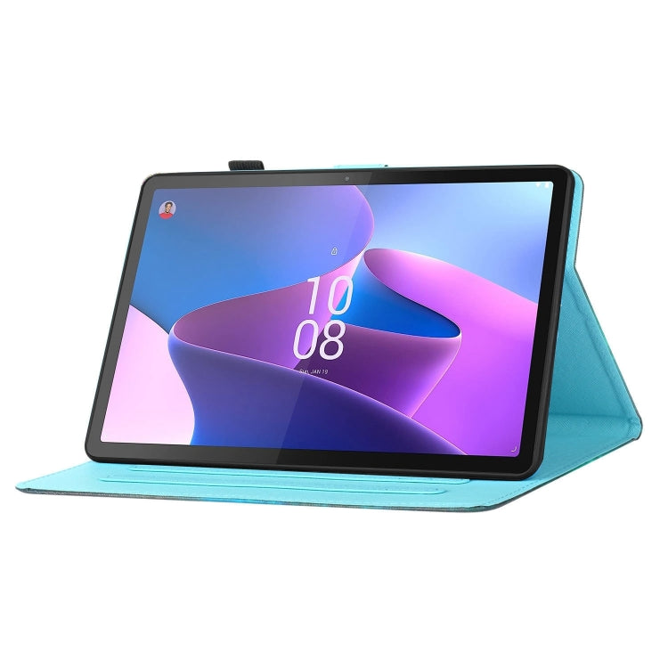 For Lenovo Tab P12 2023 / TB370FU Coloured Drawing Stitching Smart Leather Tablet Case(Blue Owl) - Lenovo by PMC TechLife | Online Shopping South Africa | PMC TechLife | Buy Now Pay Later Mobicred
