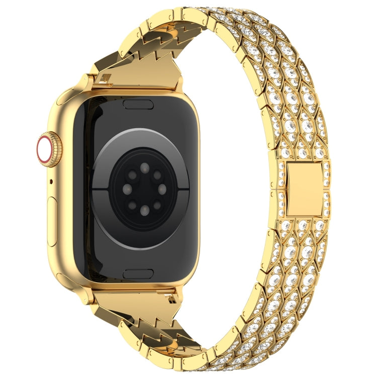 For Apple Watch Series 7 45mm Devil Eye Diamond Bracelet Metal Watch Band(Gold) - Watch Bands by PMC Jewellery | Online Shopping South Africa | PMC Jewellery