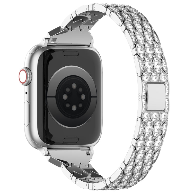 For Apple Watch SE 40mm Devil Eye Diamond Bracelet Metal Watch Band(Silver) - Watch Bands by PMC TechLife | Online Shopping South Africa | PMC TechLife