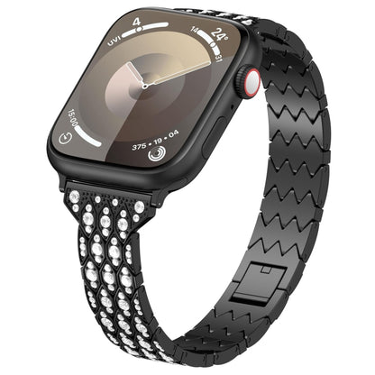 For Apple Watch SE 44mm Devil Eye Diamond Bracelet Metal Watch Band(Black) - Watch Bands by PMC Jewellery | Online Shopping South Africa | PMC Jewellery