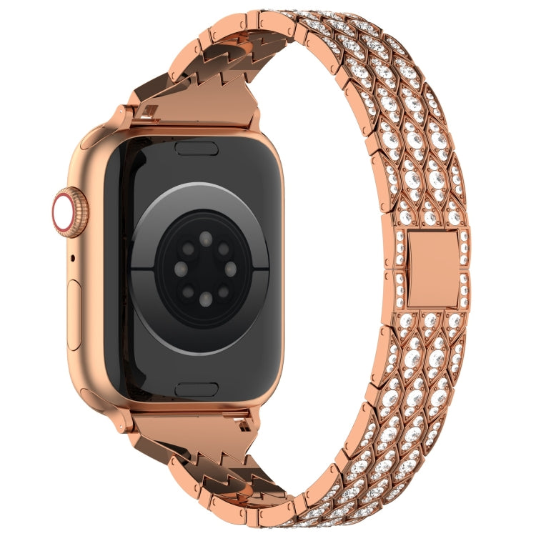 For Apple Watch 38mm Devil Eye Diamond Bracelet Metal Watch Band(Rose Gold) - Watch Bands by PMC Jewellery | Online Shopping South Africa | PMC Jewellery