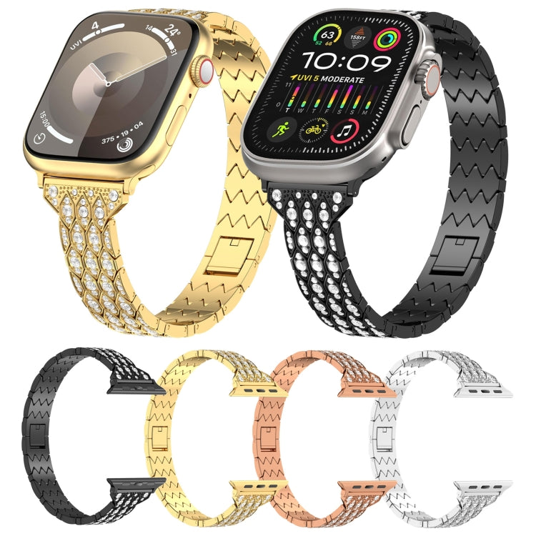 For Apple Watch Series 8 41mm Devil Eye Diamond Bracelet Metal Watch Band(Black) - Watch Bands by PMC Jewellery | Online Shopping South Africa | PMC Jewellery