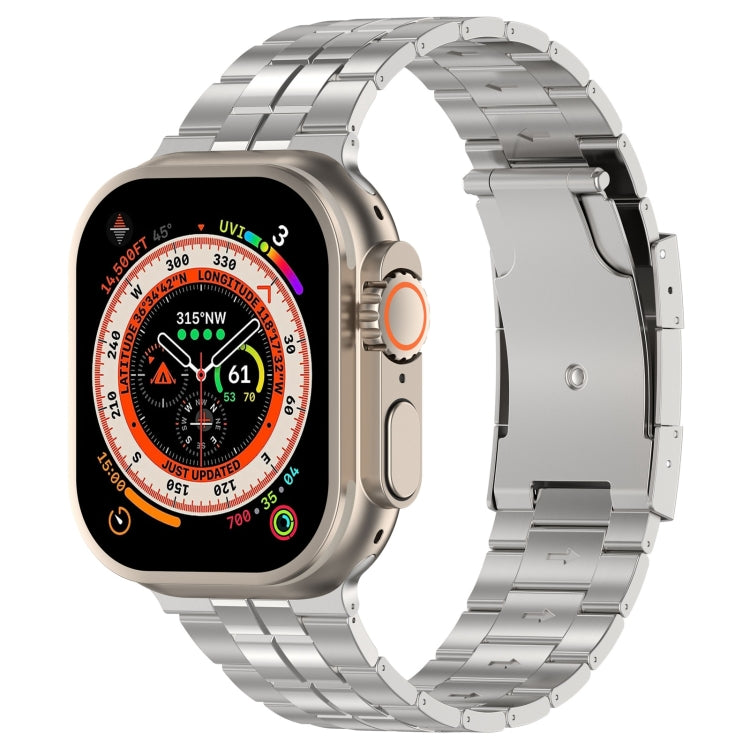 For Apple Watch Ultra 49mm Tortoise Buckle Titanium Steel Watch Band(Silver) - Watch Bands by PMC Jewellery | Online Shopping South Africa | PMC Jewellery