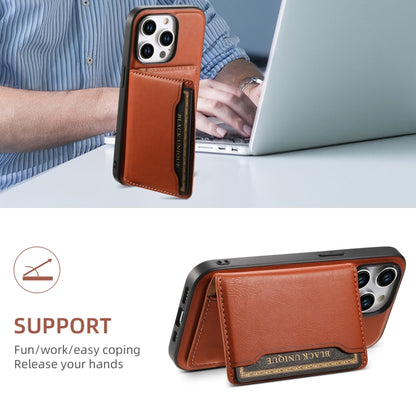 For iPhone 15 Pro Max Denior Cowhide Texture Leather MagSafe Detachable Wallet Phone Case(Brown) - iPhone 15 Pro Max Cases by Denior | Online Shopping South Africa | PMC Jewellery | Buy Now Pay Later Mobicred