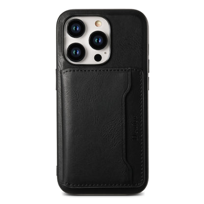 For iPhone 15 Denior Cowhide Texture Leather MagSafe Detachable Wallet Phone Case(Black) - iPhone 15 Cases by Denior | Online Shopping South Africa | PMC Jewellery | Buy Now Pay Later Mobicred