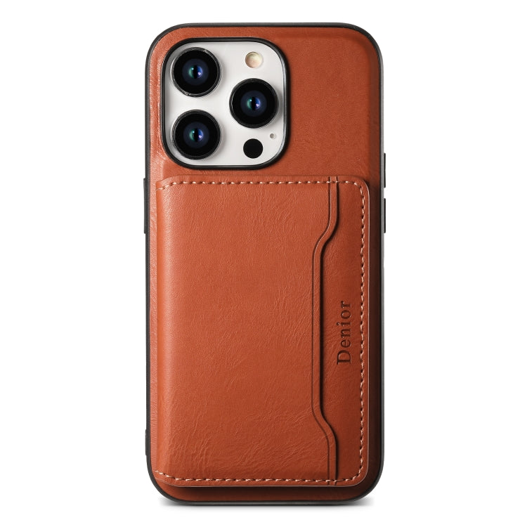 For iPhone 12 Pro Max Denior Cowhide Texture Leather MagSafe Detachable Wallet Phone Case(Brown) - iPhone 12 Pro Max Cases by Denior | Online Shopping South Africa | PMC Jewellery | Buy Now Pay Later Mobicred