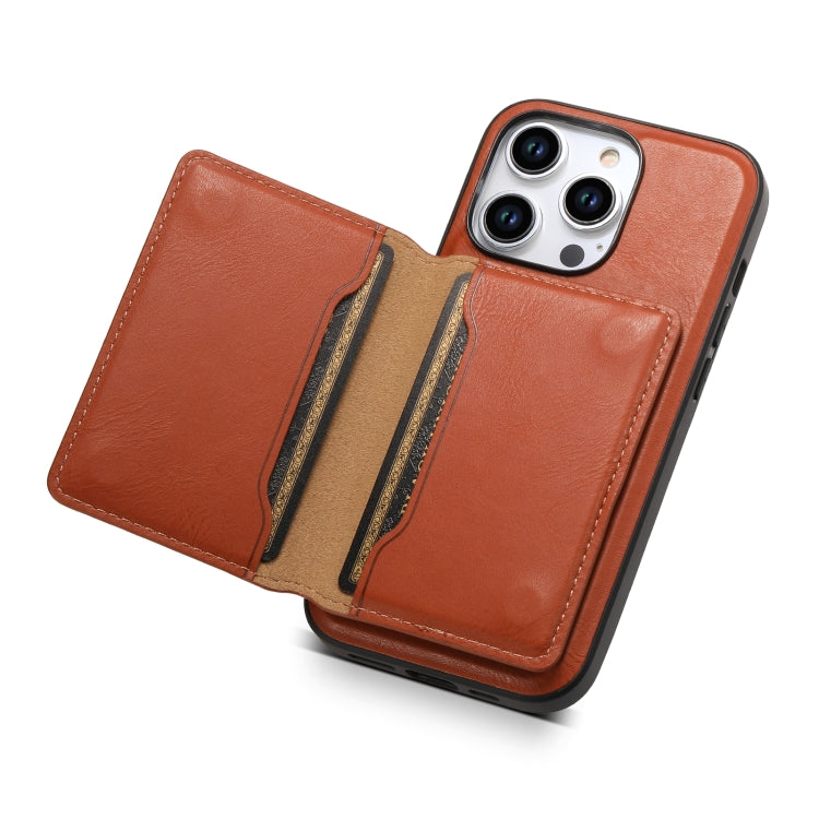 For iPhone 12 Pro Max Denior Cowhide Texture Leather MagSafe Detachable Wallet Phone Case(Brown) - iPhone 12 Pro Max Cases by Denior | Online Shopping South Africa | PMC Jewellery | Buy Now Pay Later Mobicred