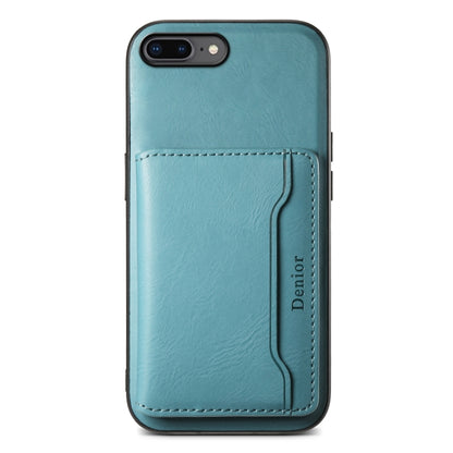 For iPhone 8 Plus/7 Plus Denior Cowhide Texture Leather MagSafe Detachable Wallet Phone Case(Blue) - More iPhone Cases by Denior | Online Shopping South Africa | PMC Jewellery | Buy Now Pay Later Mobicred