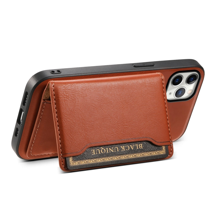 For iPhone 11 Pro Max Denior Cowhide Texture Leather MagSafe Detachable Wallet Phone Case(Brown) - iPhone 11 Pro Max Cases by Denior | Online Shopping South Africa | PMC Jewellery | Buy Now Pay Later Mobicred