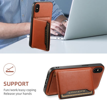 For iPhone X / XS Denior Cowhide Texture Leather MagSafe Detachable Wallet Phone Case(Brown) - More iPhone Cases by Denior | Online Shopping South Africa | PMC Jewellery | Buy Now Pay Later Mobicred