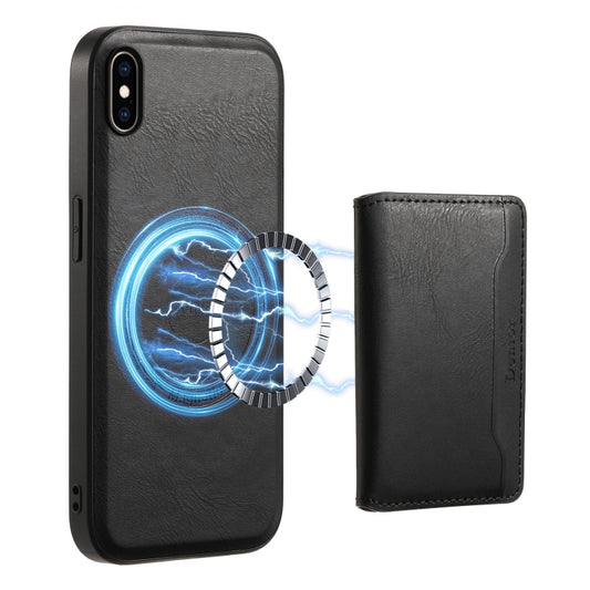 For iPhone XS Max Denior Cowhide Texture Leather MagSafe Detachable Wallet Phone Case(Black) - More iPhone Cases by Denior | Online Shopping South Africa | PMC Jewellery | Buy Now Pay Later Mobicred