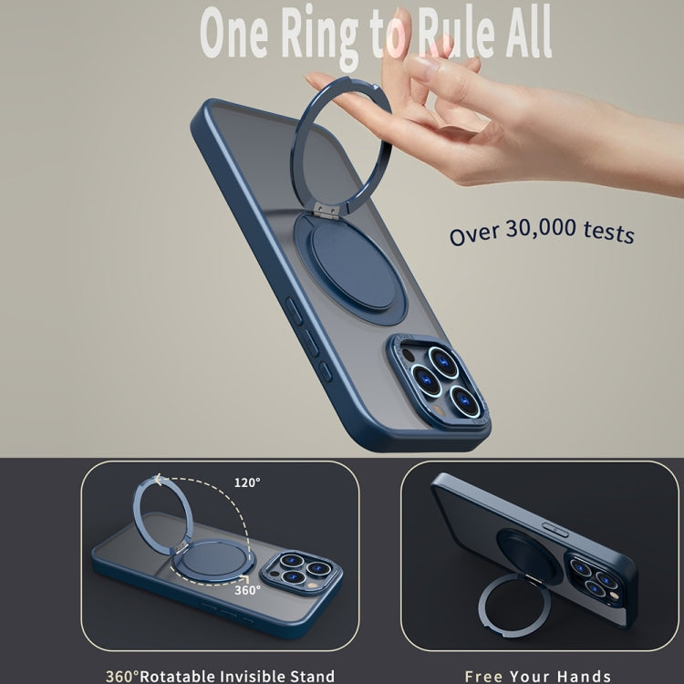 For iPhone 14 Pro Max 360-degree Rotating MagSafe Magnetic Holder Phone Case(Navy Blue) - iPhone 14 Pro Max Cases by PMC TechLife | Online Shopping South Africa | PMC TechLife