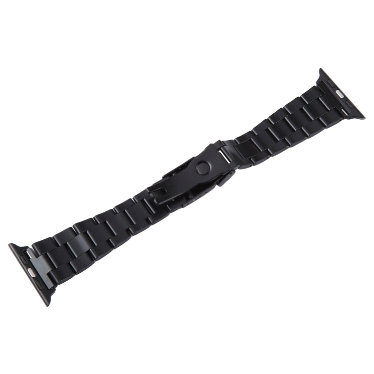 For Apple Watch Series 7 41mm Three-Bead Stainless Steel Watch Band(Black Gold) - Watch Bands by PMC Jewellery | Online Shopping South Africa | PMC Jewellery