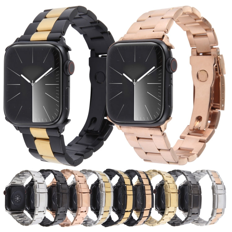 For Apple Watch Series 9 41mm Three-Bead Stainless Steel Watch Band(Silver) - free shipping - PMC TechLife - Order now!