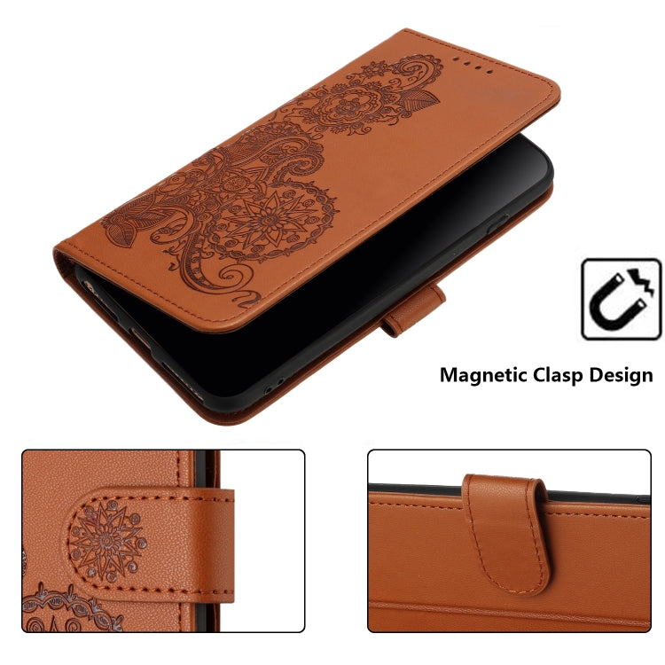 For Huawei Pura 70 Pro/70 Pro+ Datura Flower Embossed Flip Leather Phone Case(Brown) - Huawei Cases by PMC Jewellery | Online Shopping South Africa | PMC Jewellery | Buy Now Pay Later Mobicred