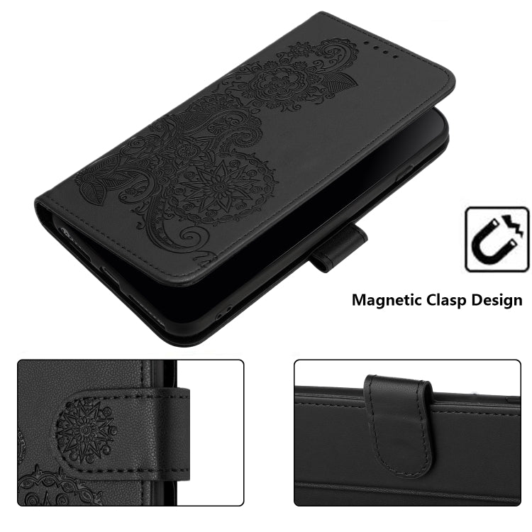 For Google Pixel 9 Pro Datura Flower Embossed Flip Leather Phone Case(Black) - Google Cases by PMC Jewellery | Online Shopping South Africa | PMC Jewellery | Buy Now Pay Later Mobicred