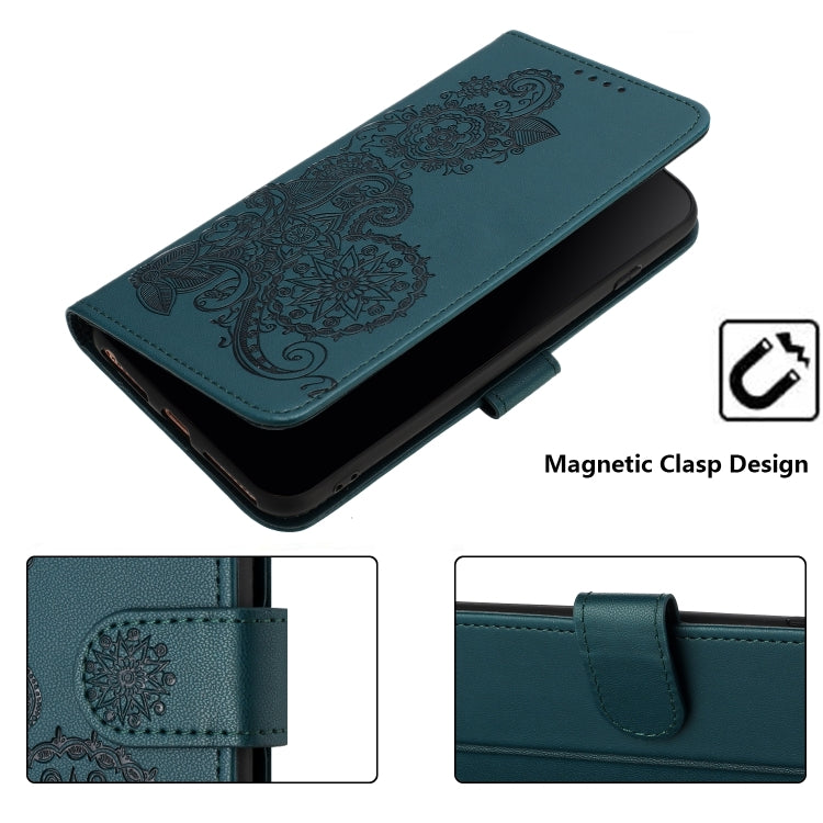 For Google Pixel 9 Pro Datura Flower Embossed Flip Leather Phone Case(Dark Green) - Google Cases by PMC TechLife | Online Shopping South Africa | PMC TechLife | Buy Now Pay Later Mobicred