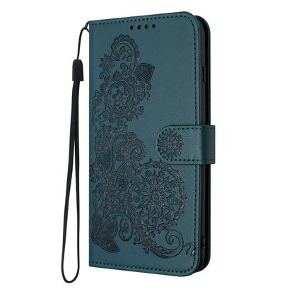 For Google Pixel 9 Datura Flower Embossed Flip Leather Phone Case(Dark Green) - Google Cases by PMC Jewellery | Online Shopping South Africa | PMC Jewellery | Buy Now Pay Later Mobicred