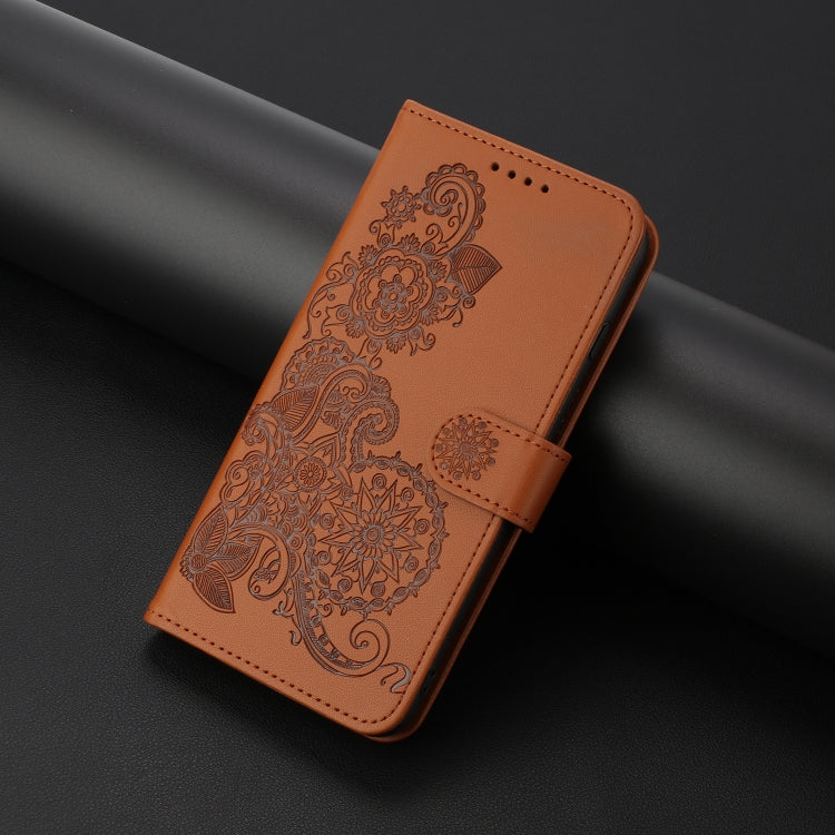 For Xiaomi Redmi K70 Datura Flower Embossed Flip Leather Phone Case(Brown) - K70 Cases by PMC Jewellery | Online Shopping South Africa | PMC Jewellery | Buy Now Pay Later Mobicred