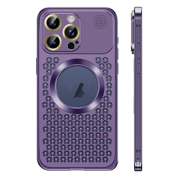 For iPhone 12 Pro Spring Buckle MagSafe Magnetic Metal Aromatherapy Phone Case(Purple) - iPhone 12 / 12 Pro Cases by PMC TechLife | Online Shopping South Africa | PMC TechLife