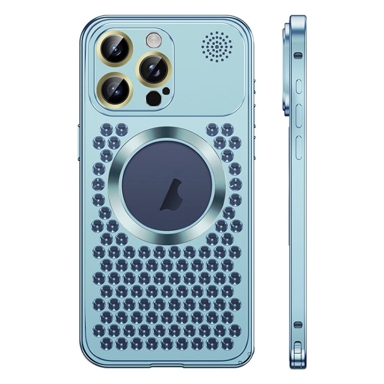 For iPhone 13 Pro Spring Buckle MagSafe Magnetic Metal Aromatherapy Phone Case(Blue) - iPhone 13 Pro Cases by PMC TechLife | Online Shopping South Africa | PMC TechLife | Buy Now Pay Later Mobicred