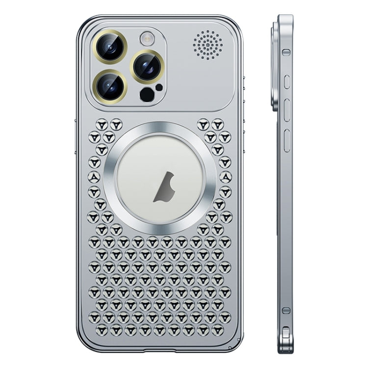 For iPhone 13 Pro Spring Buckle MagSafe Magnetic Metal Aromatherapy Phone Case(Silver) - iPhone 13 Pro Cases by PMc TechLife | Online Shopping South Africa | PMc TechLife | Buy Now Pay Later Mobicred
