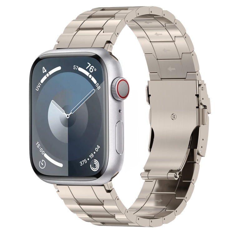 For Apple Watch Series 4 40mm Safety Buckle Trapezoid Titanium Steel Watch Band(Titanium) - Watch Bands by PMC Jewellery | Online Shopping South Africa | PMC Jewellery