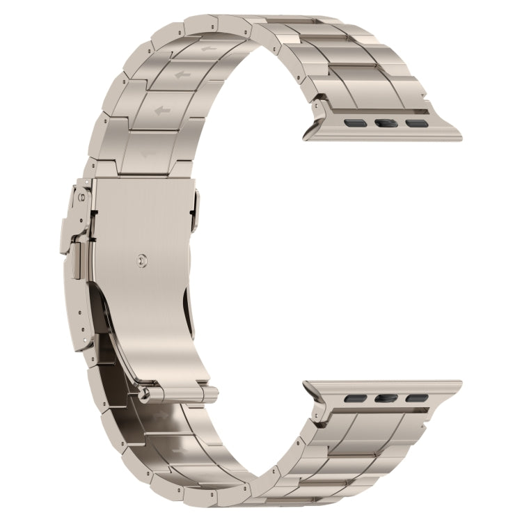 For Apple Watch Series 3 38mm Safety Buckle Trapezoid Titanium Steel Watch Band(Titanium) - Watch Bands by PMC Jewellery | Online Shopping South Africa | PMC Jewellery