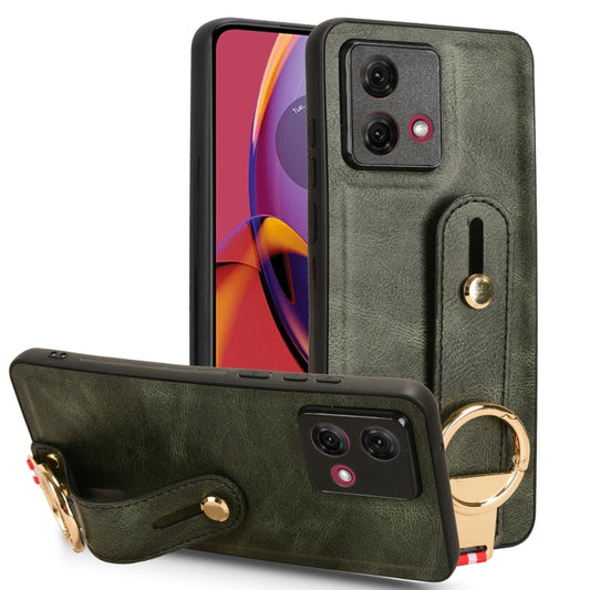 For Motorola Moto G84 5G Wristband Leather Back Phone Case(Green) - Motorola Cases by PMC Jewellery | Online Shopping South Africa | PMC Jewellery