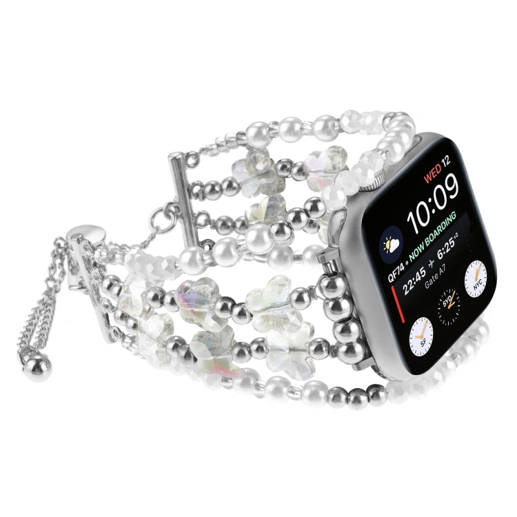 For Apple Watch Ultra 2 49mm Butterfly Chain Bracelet Metal Watch Band(Transparent Silver) - Watch Bands by PMC Jewellery | Online Shopping South Africa | PMC Jewellery