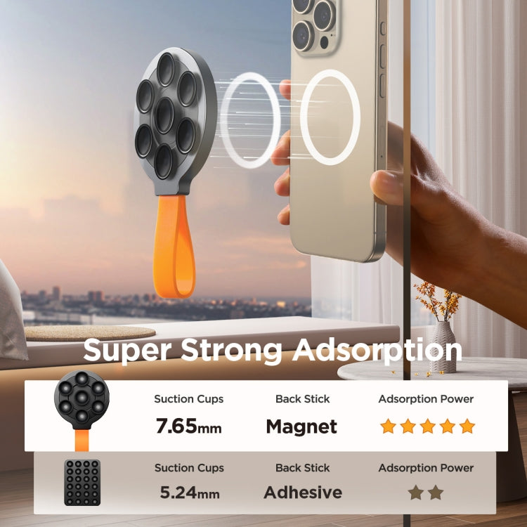 JOYROOM JR-ZS393 Suction Cup Magnetic Phone Holder(Black Orange) - free shipping - PMC TechLife - Order now!