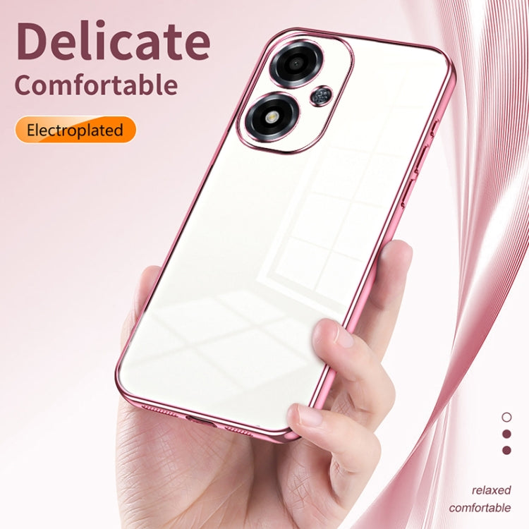 For OPPO A2m Transparent Plating Fine Hole Phone Case(Pink) - OPPO Cases by PMC TechLife | Online Shopping South Africa | PMC TechLife | Buy Now Pay Later Mobicred