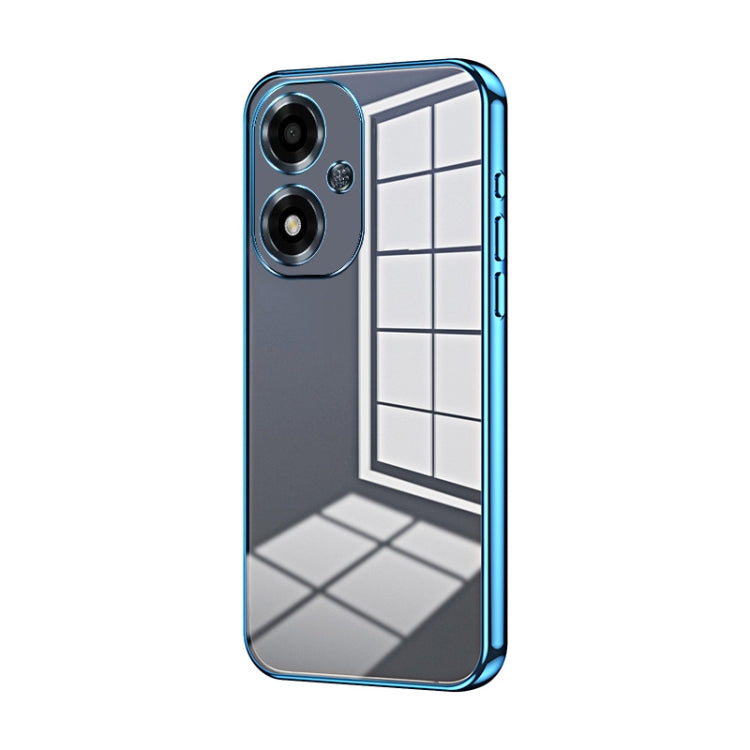 For OPPO A2m Transparent Plating Fine Hole Phone Case(Blue) - OPPO Cases by PMC TechLife | Online Shopping South Africa | PMC TechLife | Buy Now Pay Later Mobicred