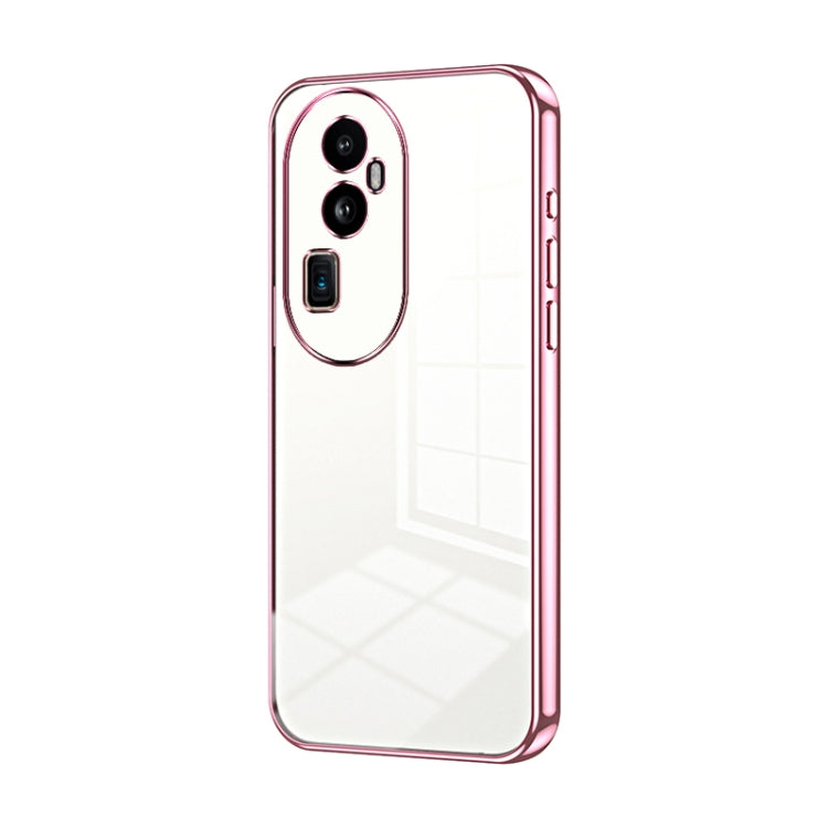 For OPPO Reno10 Pro+ Transparent Plating Fine Hole Phone Case(Pink) - OPPO Cases by PMC TechLife | Online Shopping South Africa | PMC TechLife | Buy Now Pay Later Mobicred
