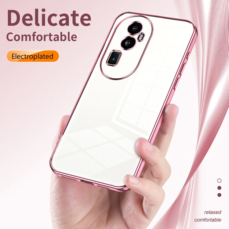 For OPPO Reno10 Pro+ Transparent Plating Fine Hole Phone Case(Silver) - OPPO Cases by PMC TechLife | Online Shopping South Africa | PMC TechLife | Buy Now Pay Later Mobicred